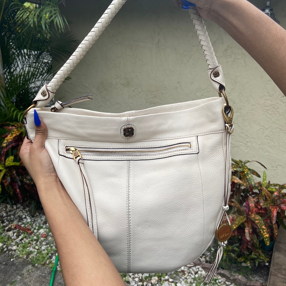 Elliott Lucca Off White Leather Shoulder Bag